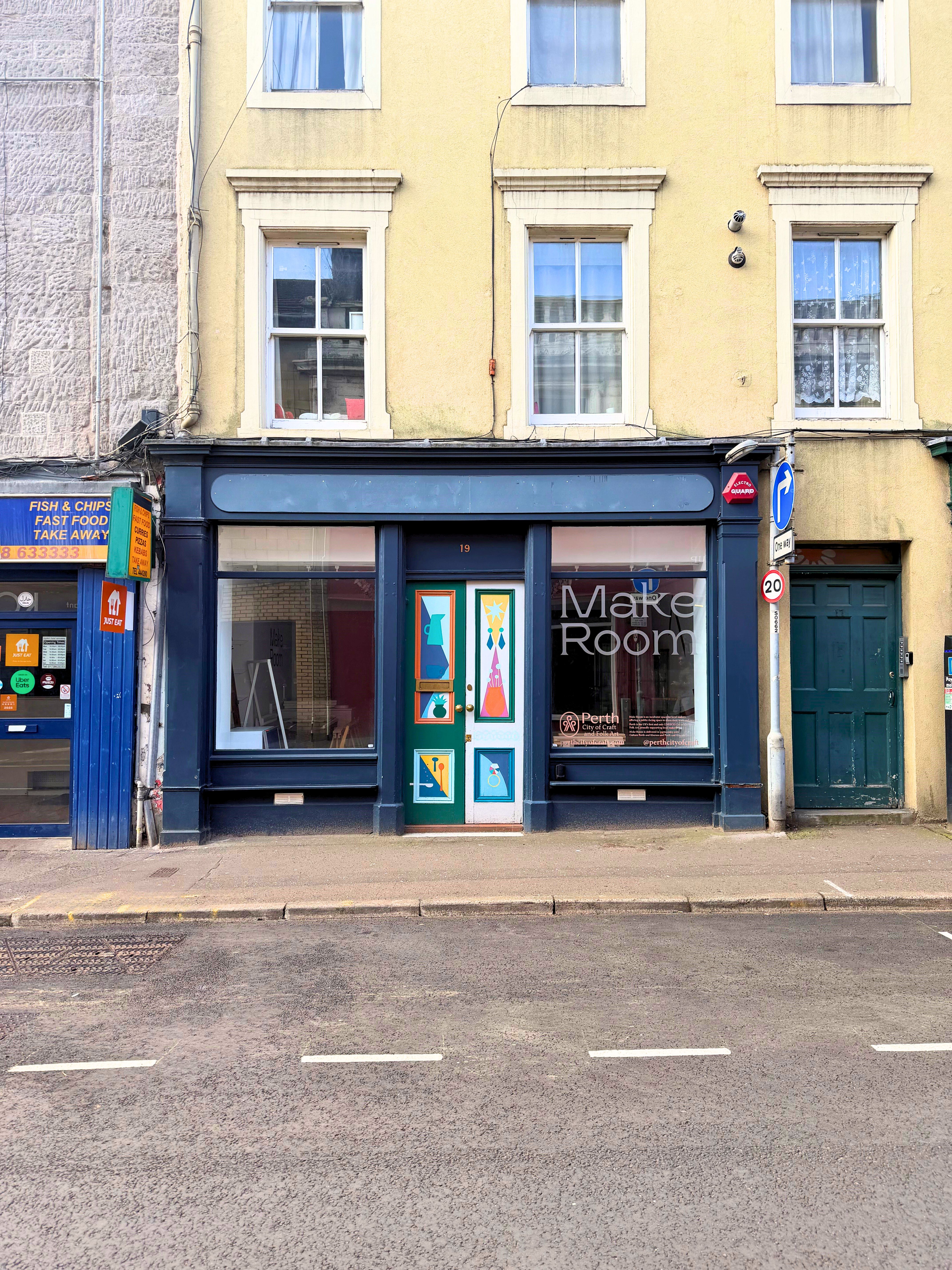 Culture Perth & Kinross - Frontage of Make Room shop unit with Make Room branding on right hand window